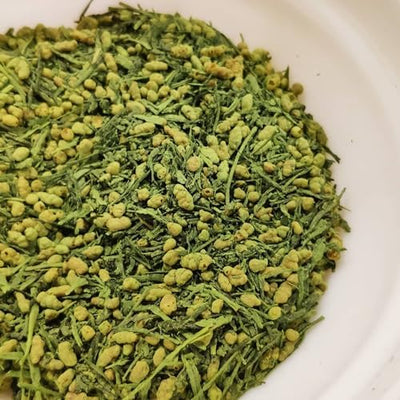 Organic genmaicha with matcha green tea and roasted rice blend from ONE WITH TEA