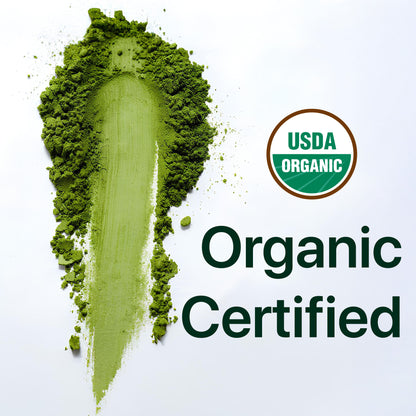 USDA Organic Latte Grade Matcha Powder in vibrant green, certified organic
