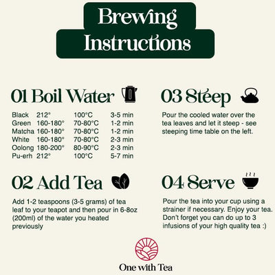 Organic Genmaicha green tea blend with roasted brown rice, packaged in a recyclable bag by ONE WITH TEA.